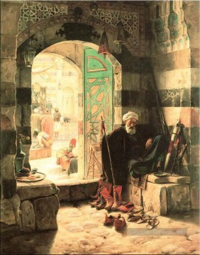 Gardien de la mosquée Gustav Bauernfeind orientaliste Peinture à l'huile